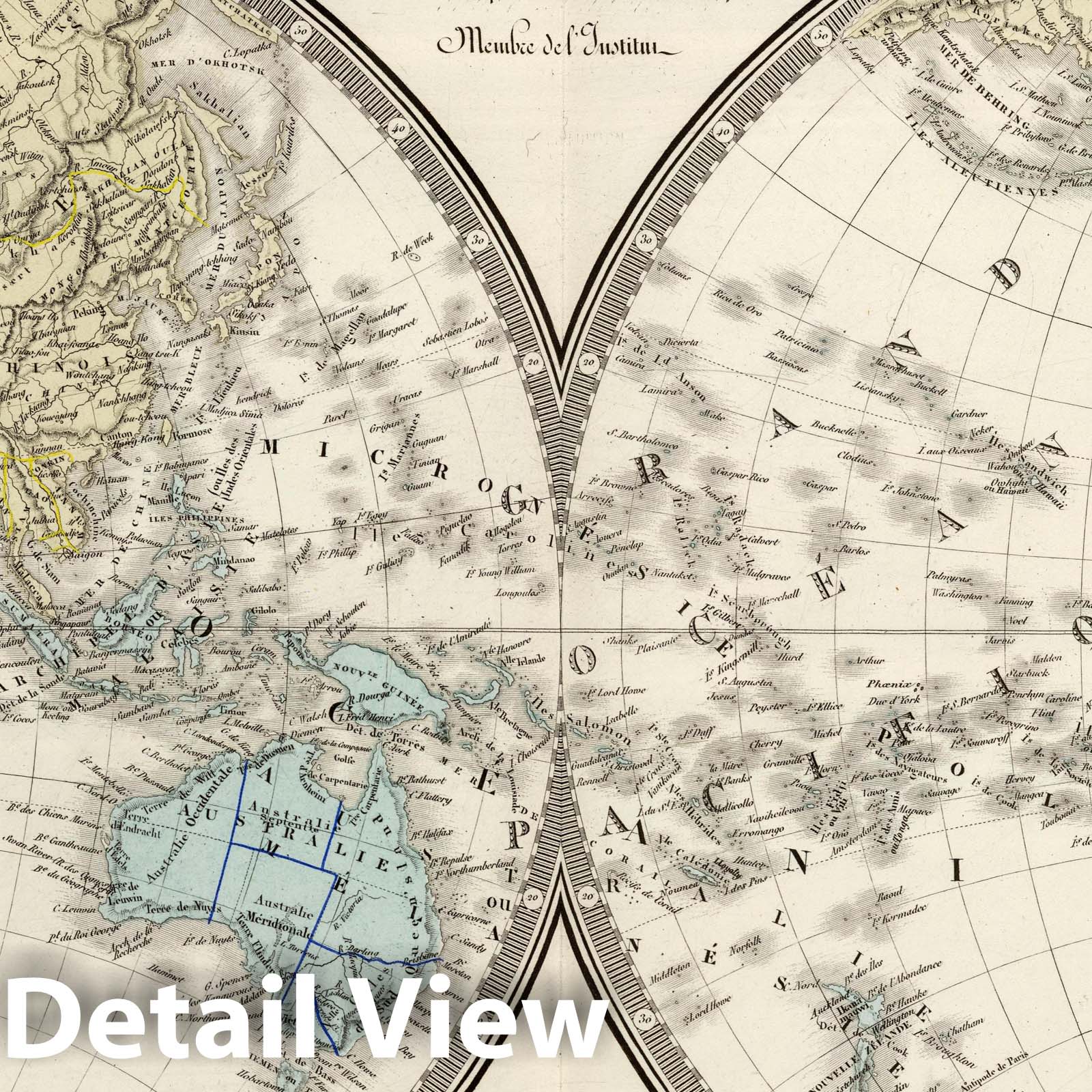 World Map - Physical Map, 1875 - Historical Map Reproduction