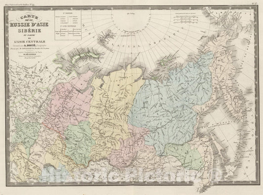 Historic Map : Russian Federation; Kazakhstan, 1875 Russie d'Asie. , Vintage Wall Art