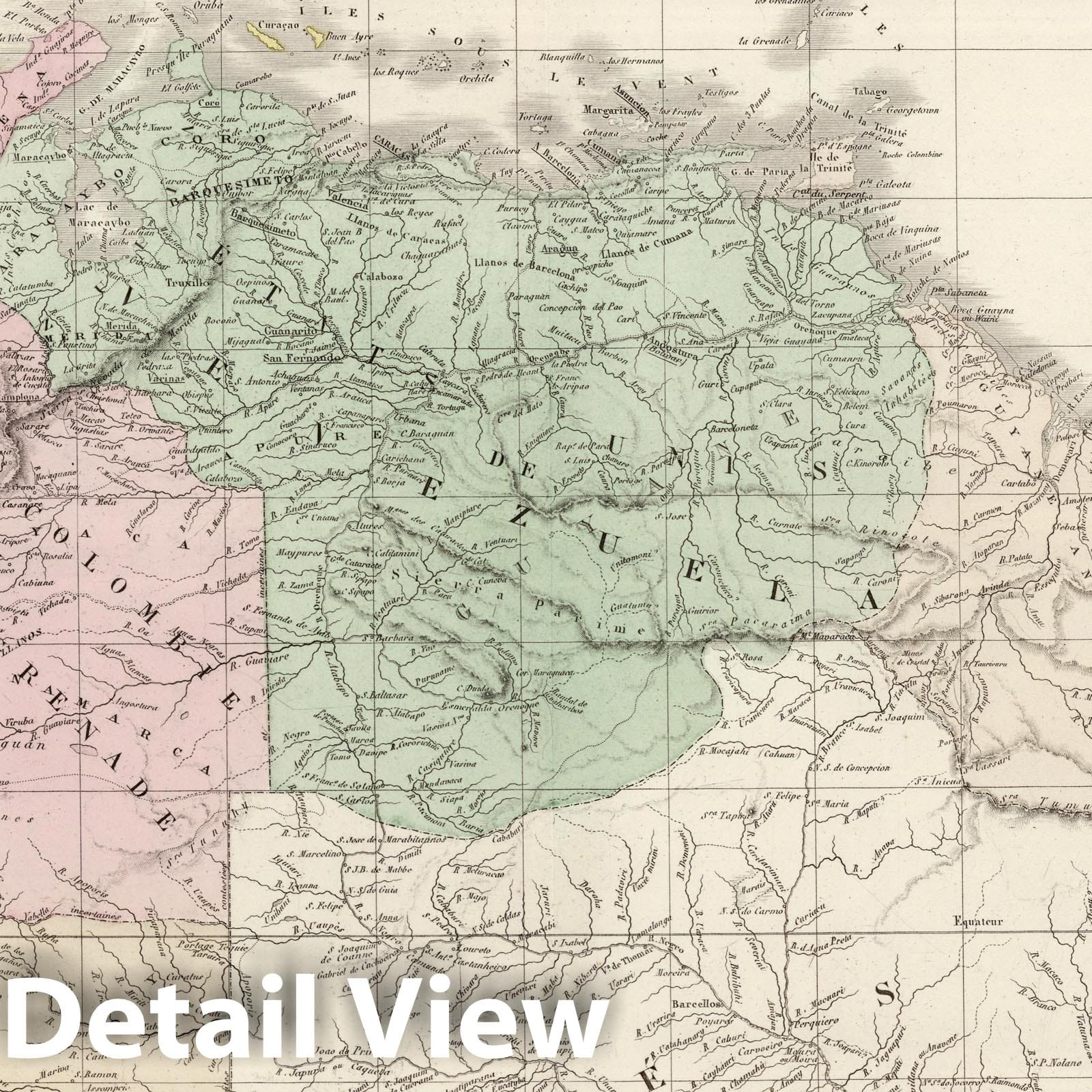 Ecuador, Colombia, Venezuela, and the Guianas - Railroad Map, 1875