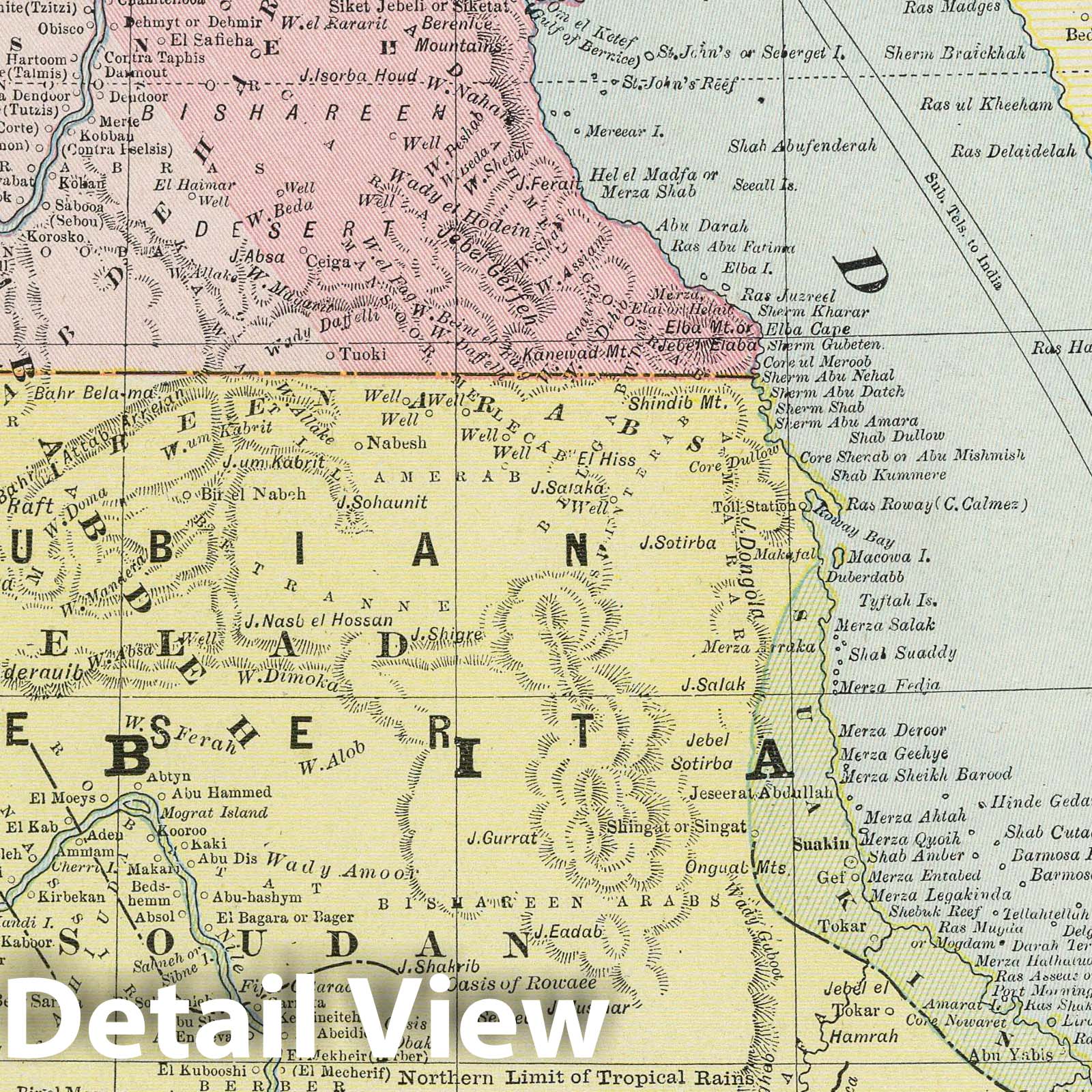 Egypt, Nubia and Ethiopia - Railroad Map, 1889 - Cram's Standard American Atlas