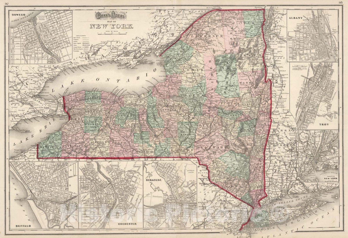 Historic Map : 1874 New York. v2 - Vintage Wall Art