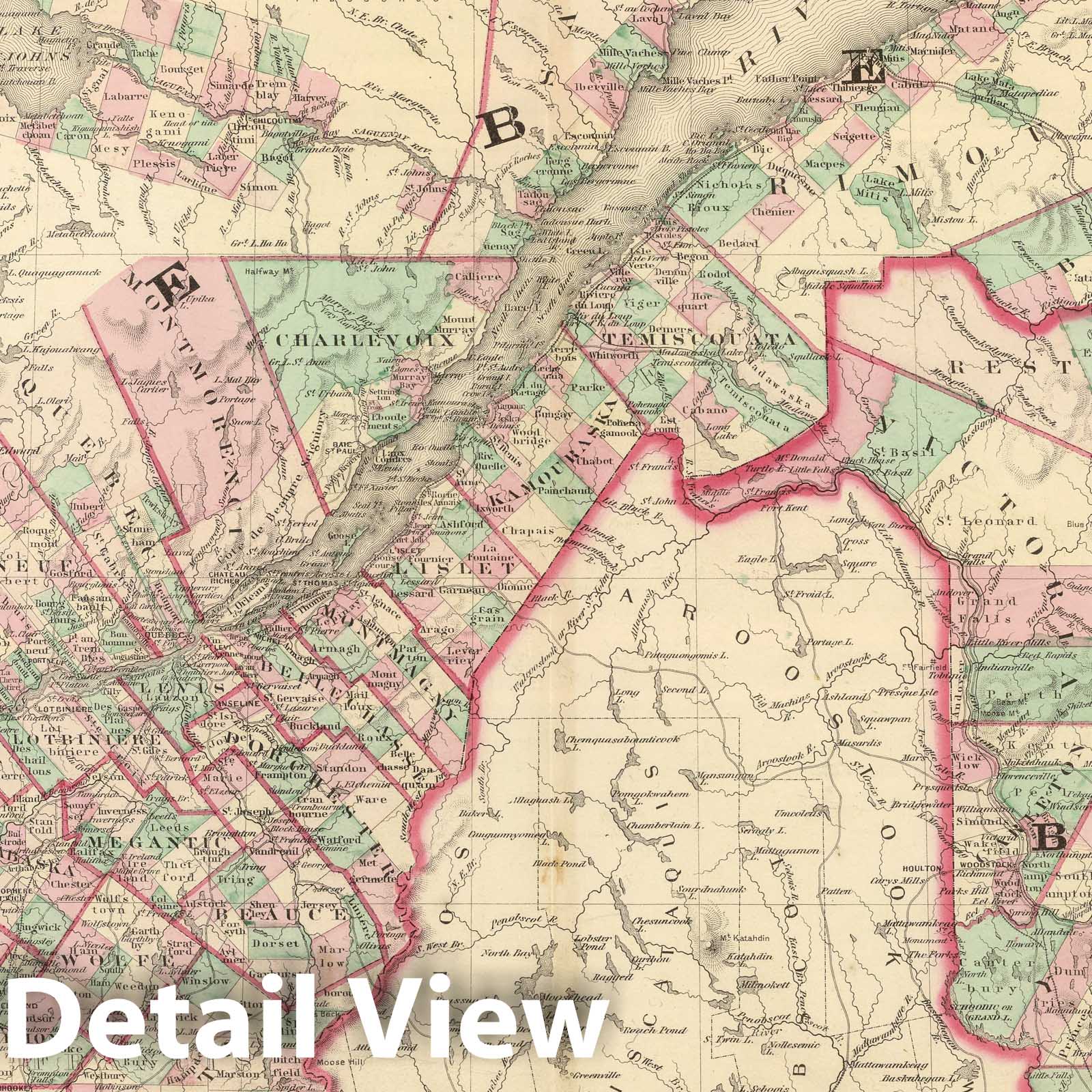 New Brunswick and Quebec, Canada - Railroad Map, 1886
