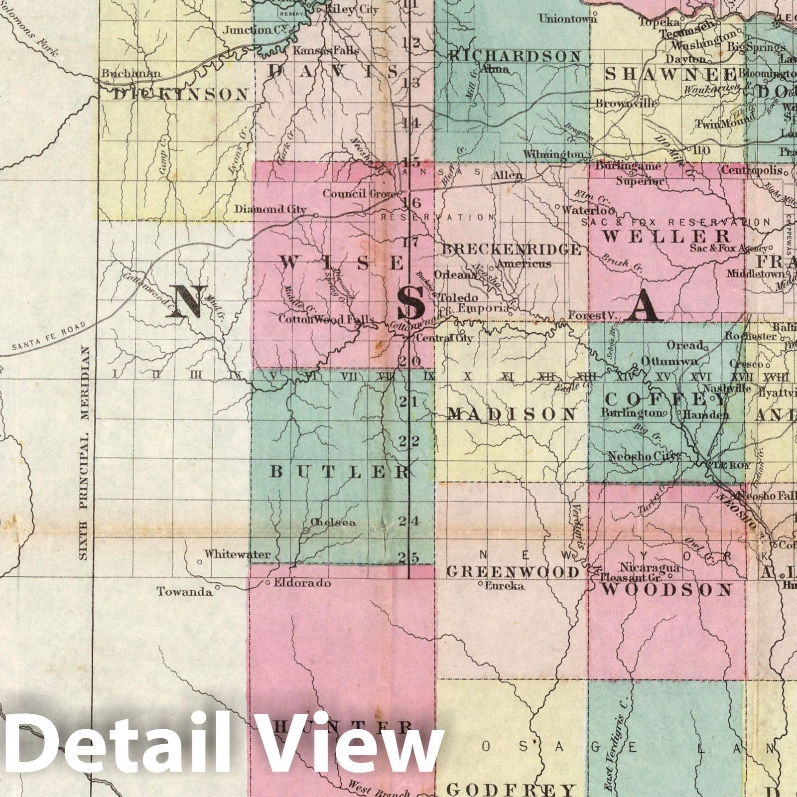 Kansas, Nebraska, and Colorado Gold Region - Mining Map, 1859