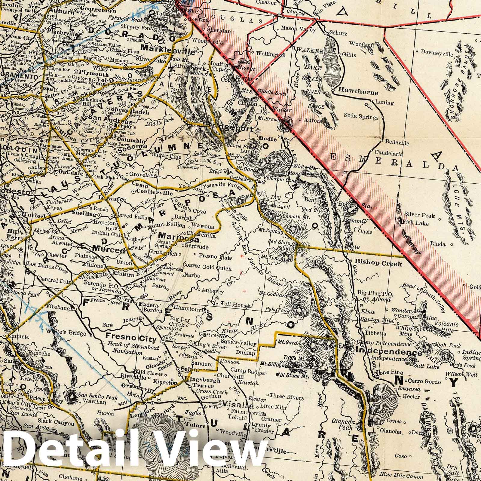 Historic Map : 1890 Railroad And County Map Of California - Vintage Wall Art