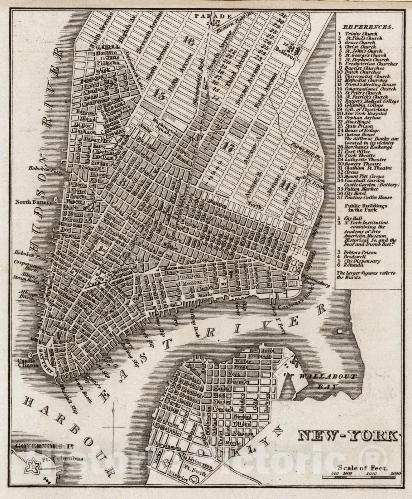 Historic Map : Guide Book - 1846 New York - Vintage Wall Art