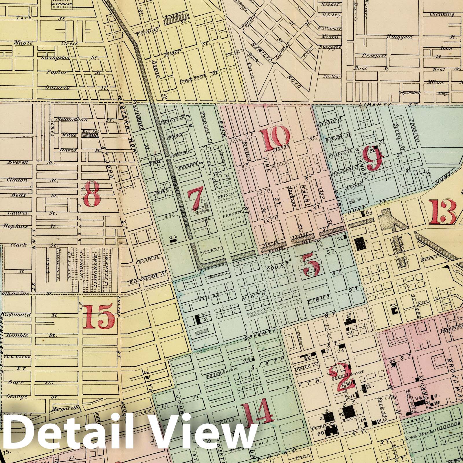 Cincinnati, Newport, and Covington, Ohio 1860 Historical Map Print