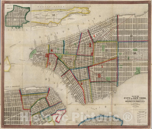 Historic Map : 1849 Map Of The City Of New York - Vintage Wall Art