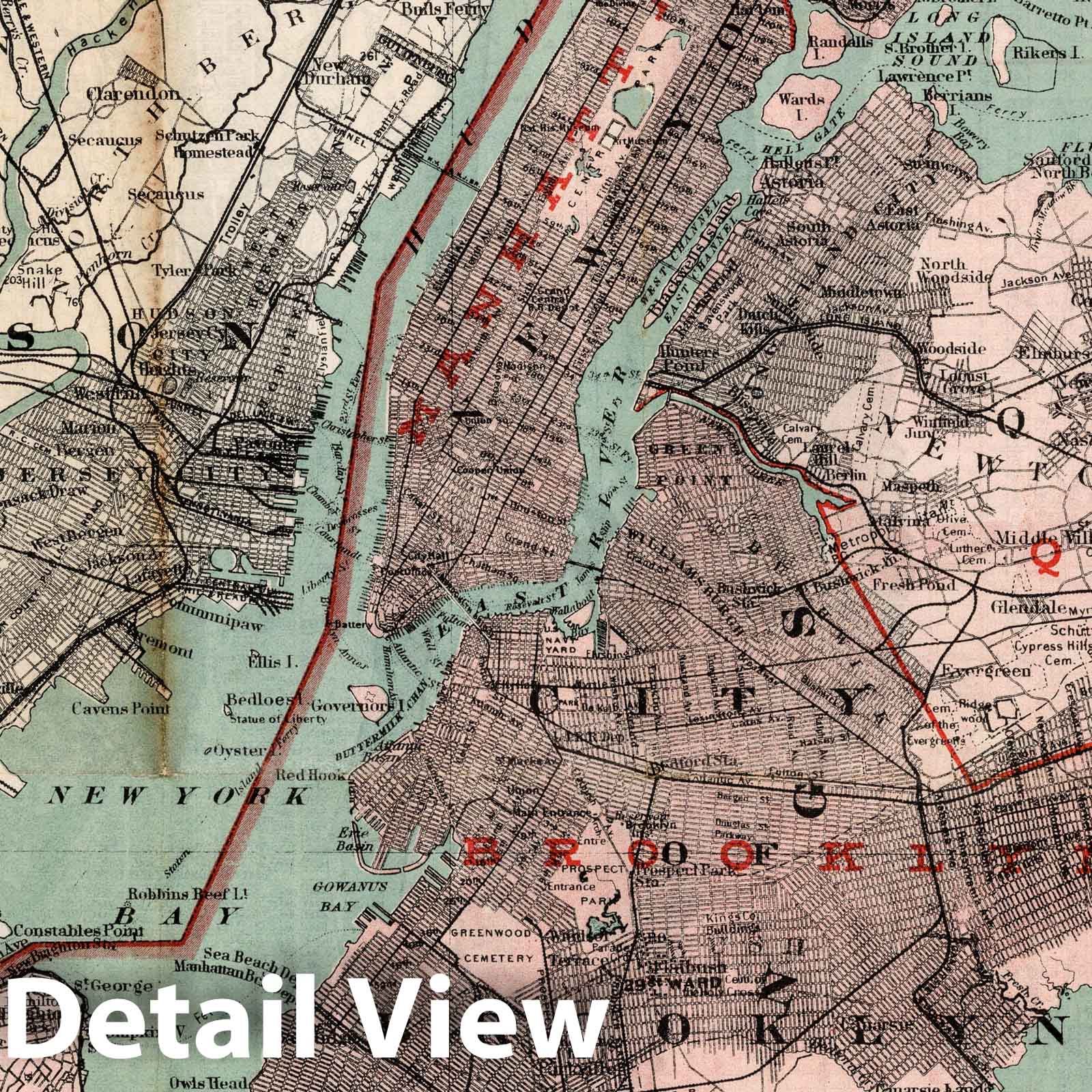 New York City 1897 Historical Map Print