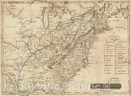Historic Map : Guide Book - 1822 United States - Vintage Wall Art