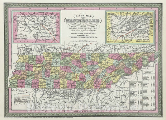Historic Map - World Atlas - 1855 A new map of Tennessee - Vintage Wall Art