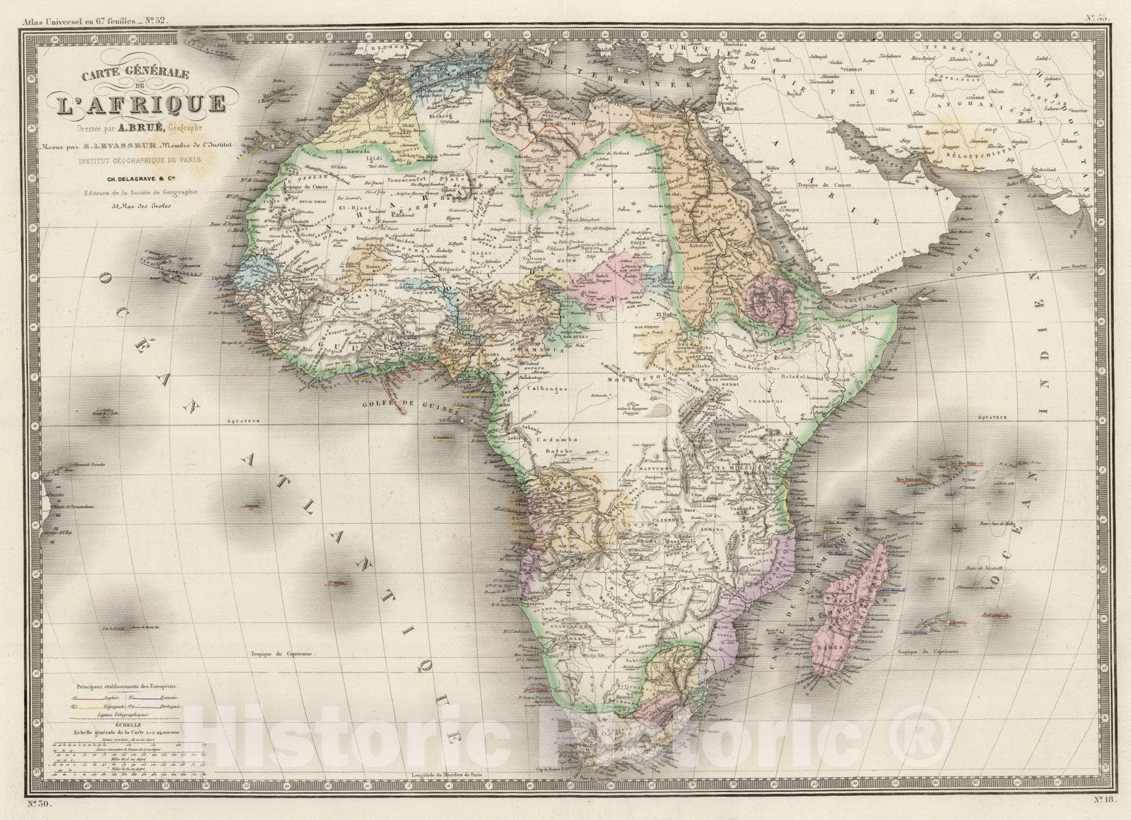 Historic Map : 1875 Afrique. - Vintage Wall Art