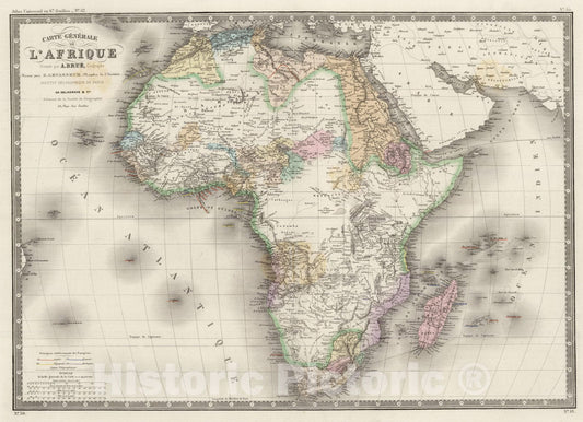 Historic Map : 1875 Afrique. - Vintage Wall Art