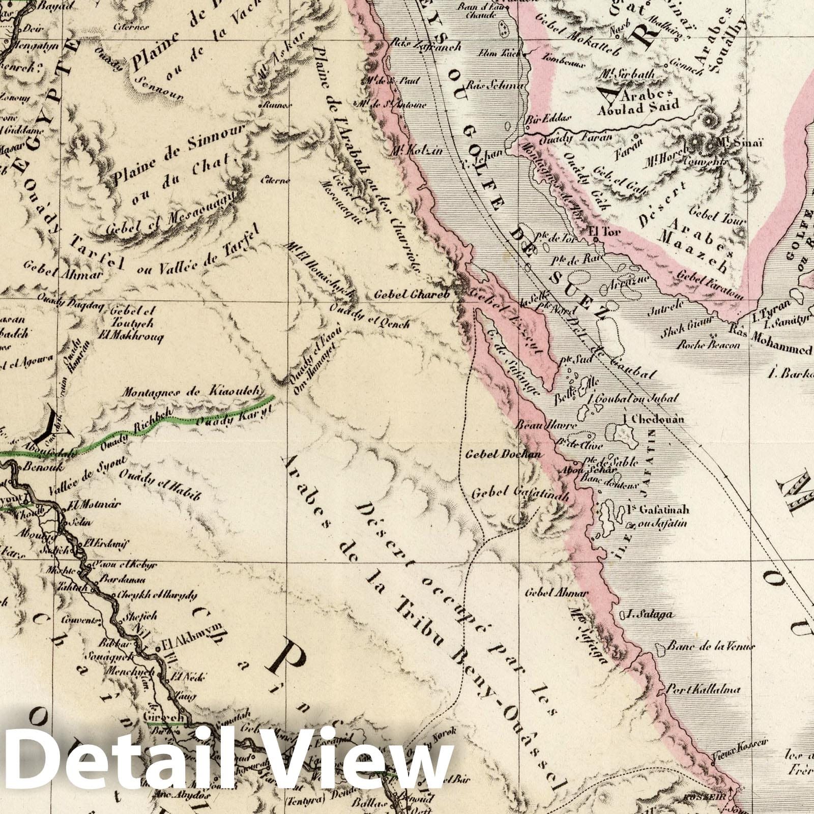 Egypt and Arabia Petraea - Railroad Map, 1875 - Historical Map Print