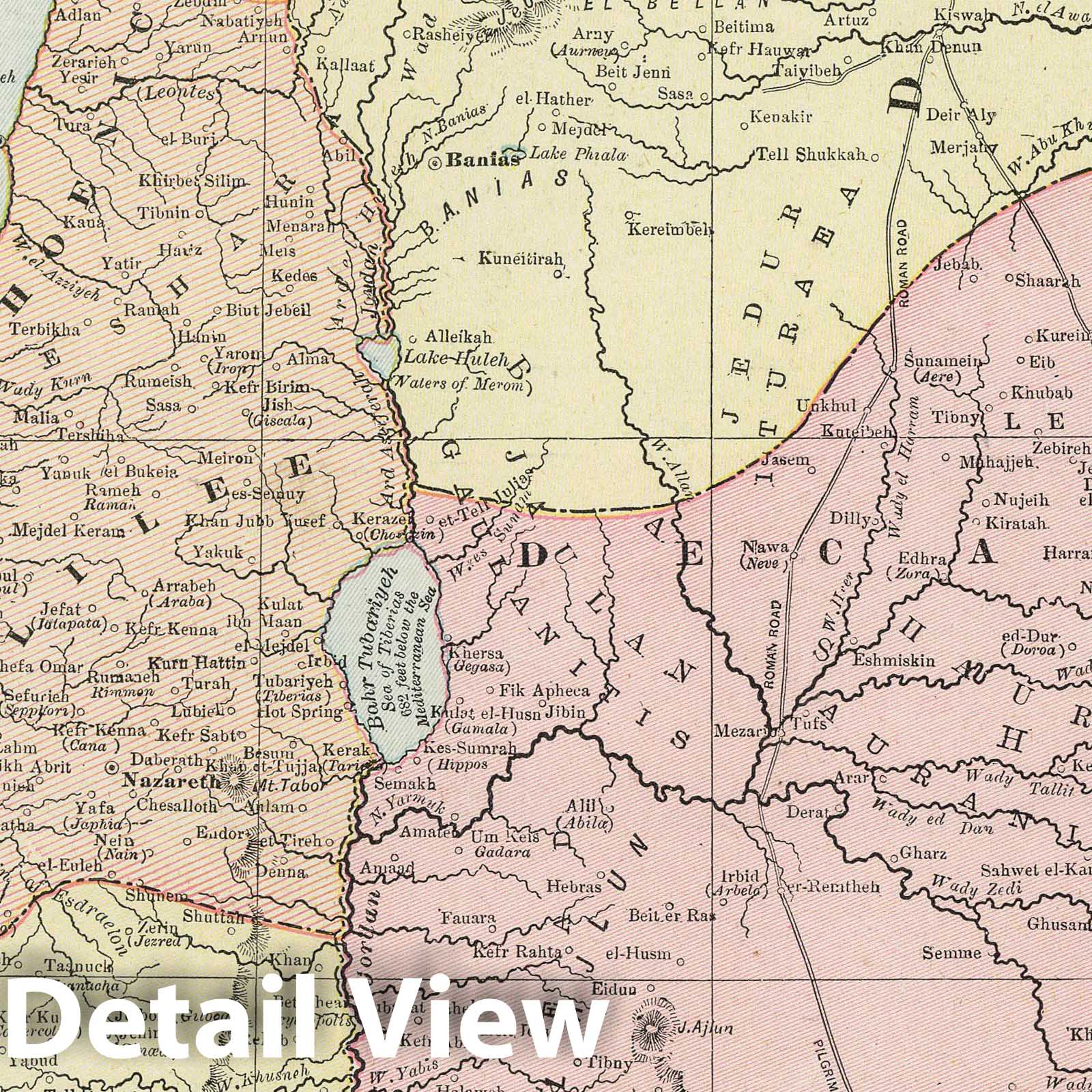 Palestine - Railroad Map, 1889 - Historical Map Print
