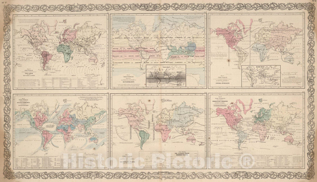 Historic Map : 1866 Map of the World. - Vintage Wall Art