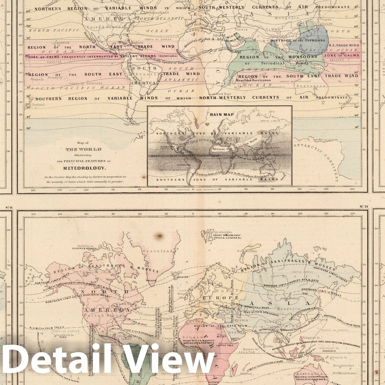 World - Thematic Maps, 1866 - Historical Map Print