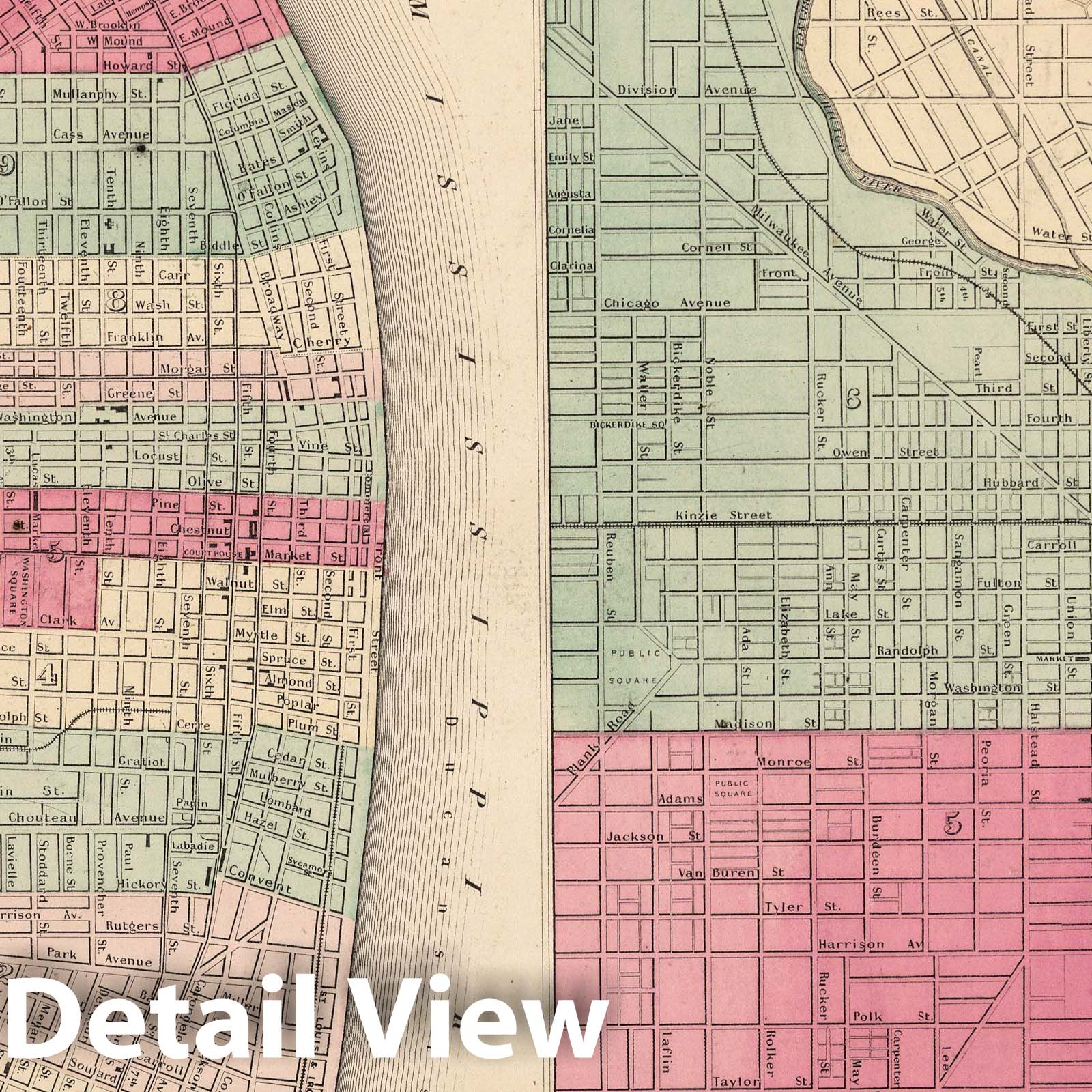 St. Louis and Chicago - Boundary Map, 1866 - Historical Map Print