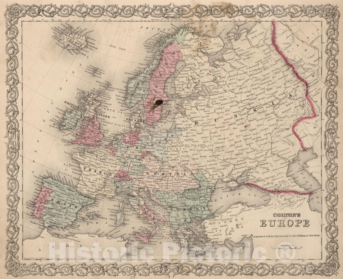 Historic Map : 1866 Europe : Vintage Wall Art