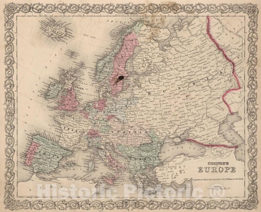 Historic Map : 1866 Europe : Vintage Wall Art
