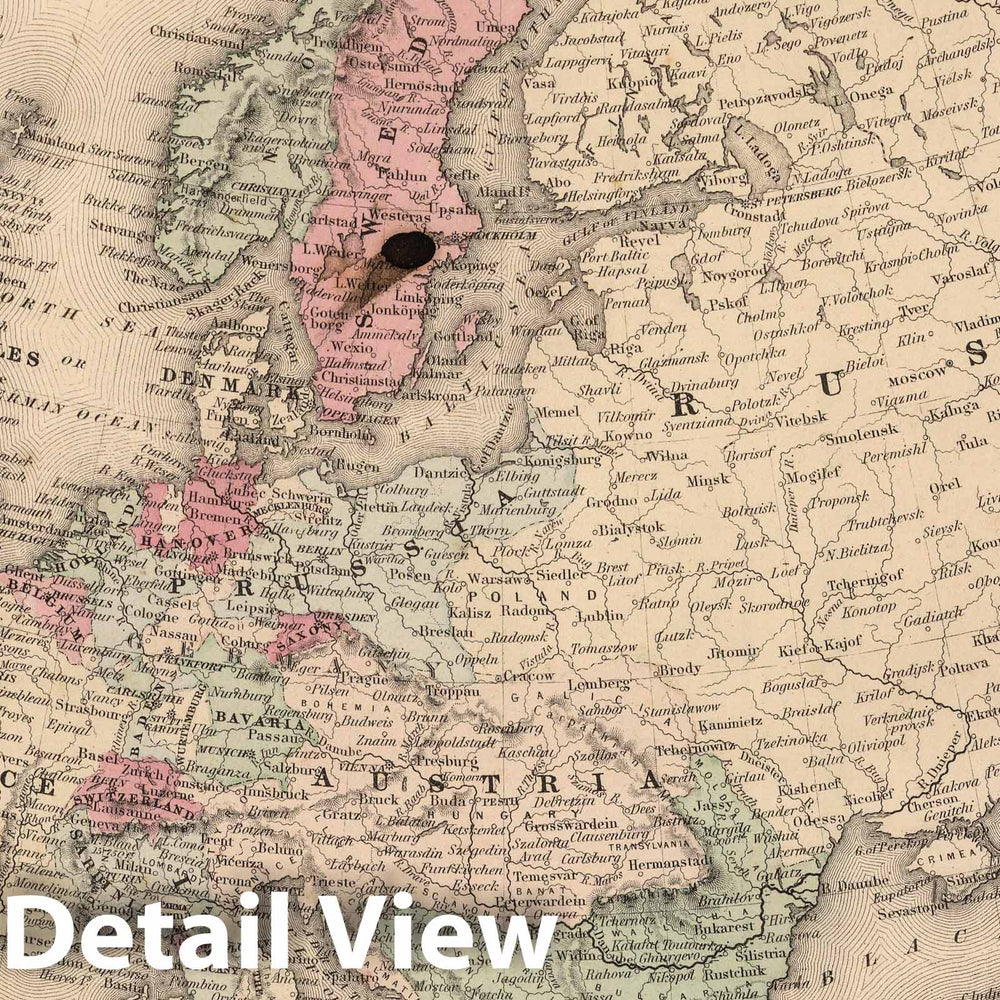 Historic Map : 1866 Europe : Vintage Wall Art