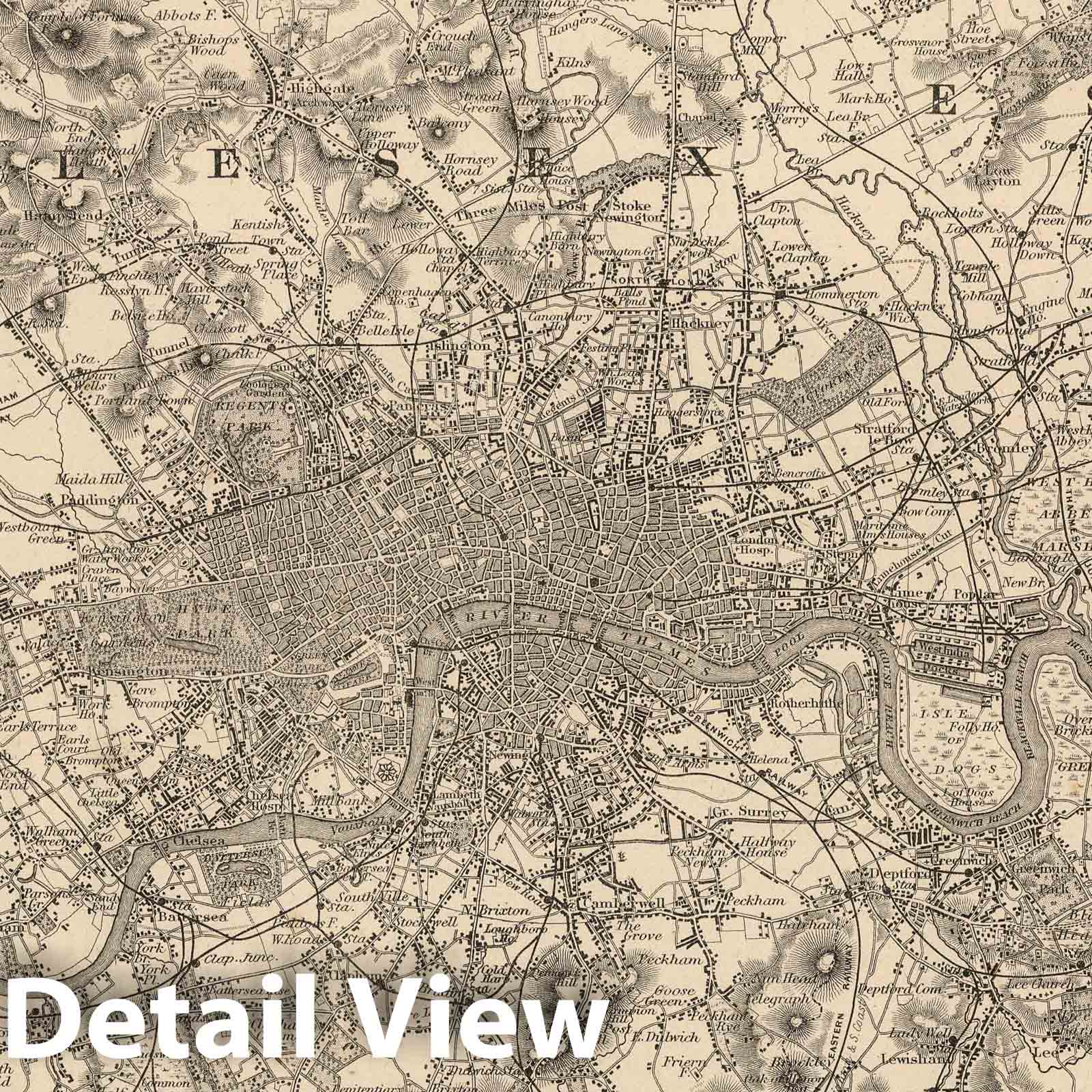 Environs of London - Boundary Map, 1866 - Historical Map Print