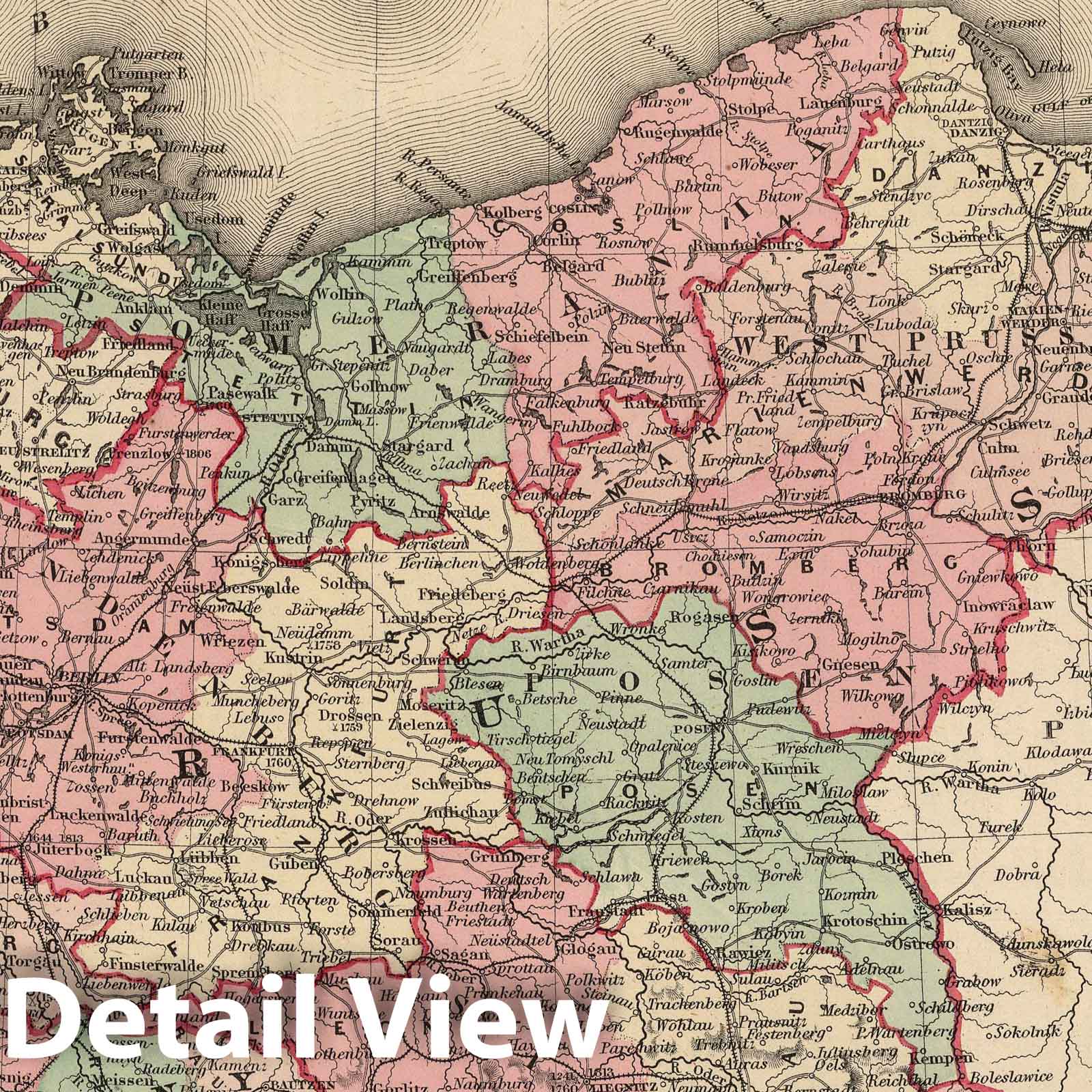 Prussia and Saxony - Boundary Map, 1866 - Historical Map Print