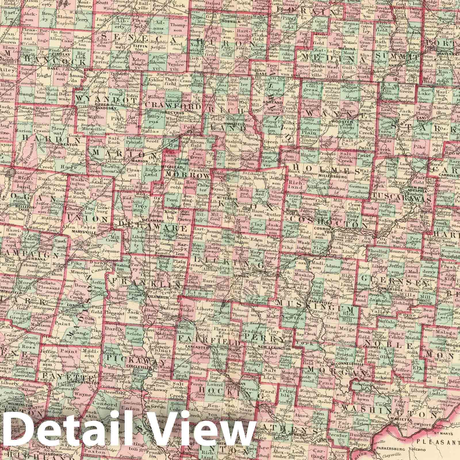 Ohio - Railroad Map, 1886 - Historical Map Print