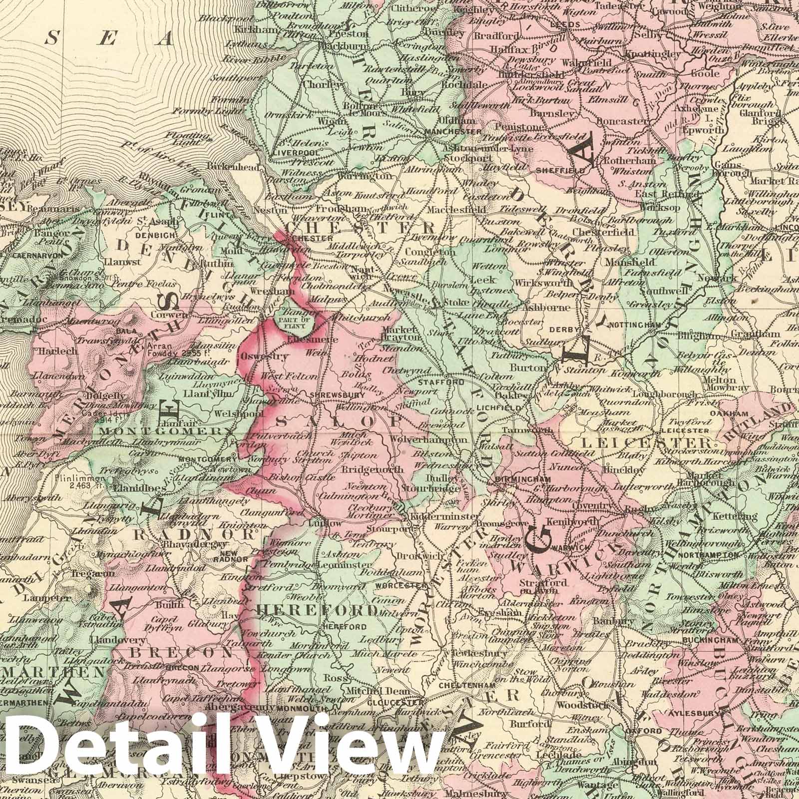England and Wales - Railroad Map, 1886 - Historical Map Print