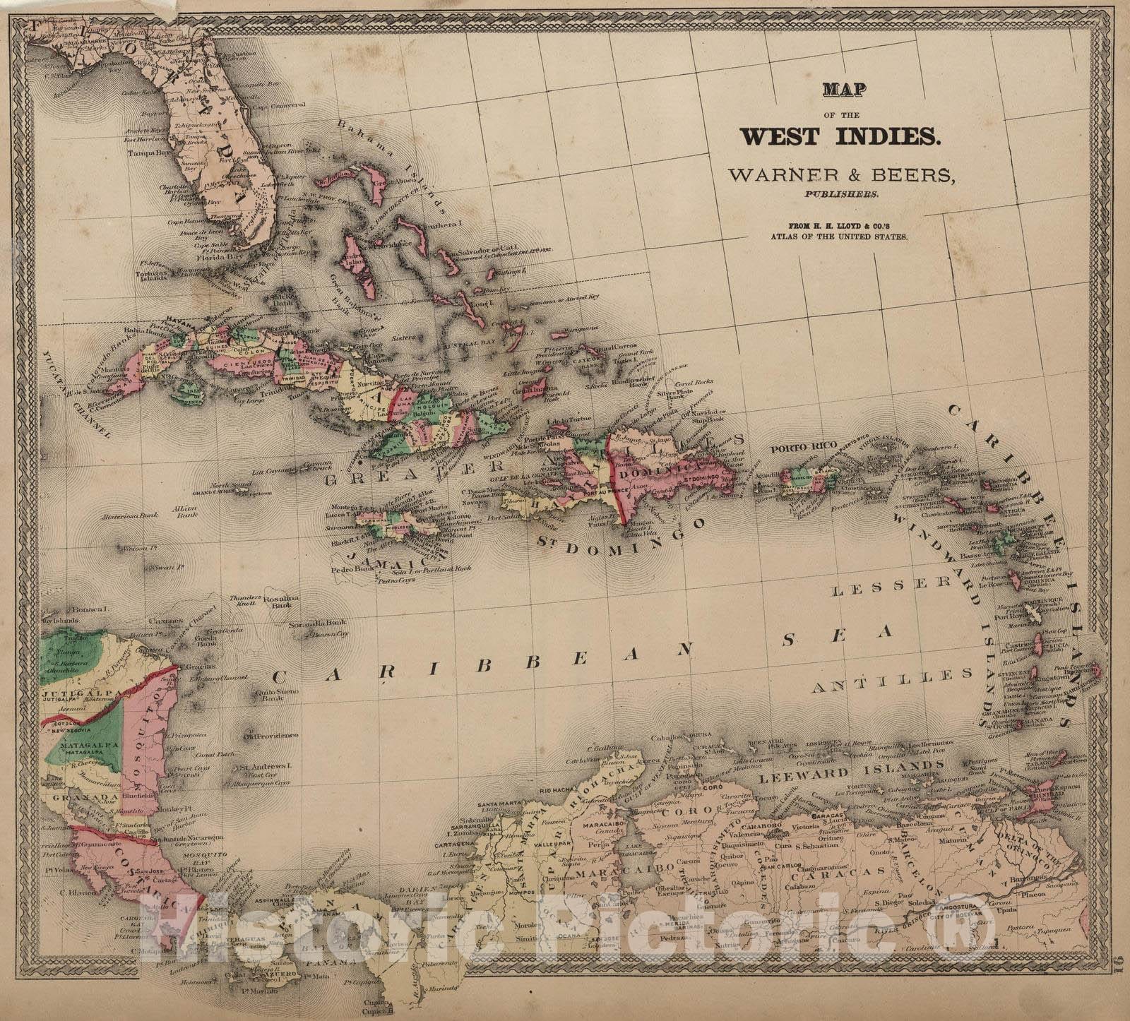 Historic Map : National Atlas - 1872 West Indies. - Vintage Wall Art