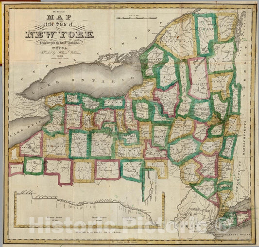 Historic Map : 1833 State of New York - Vintage Wall Art