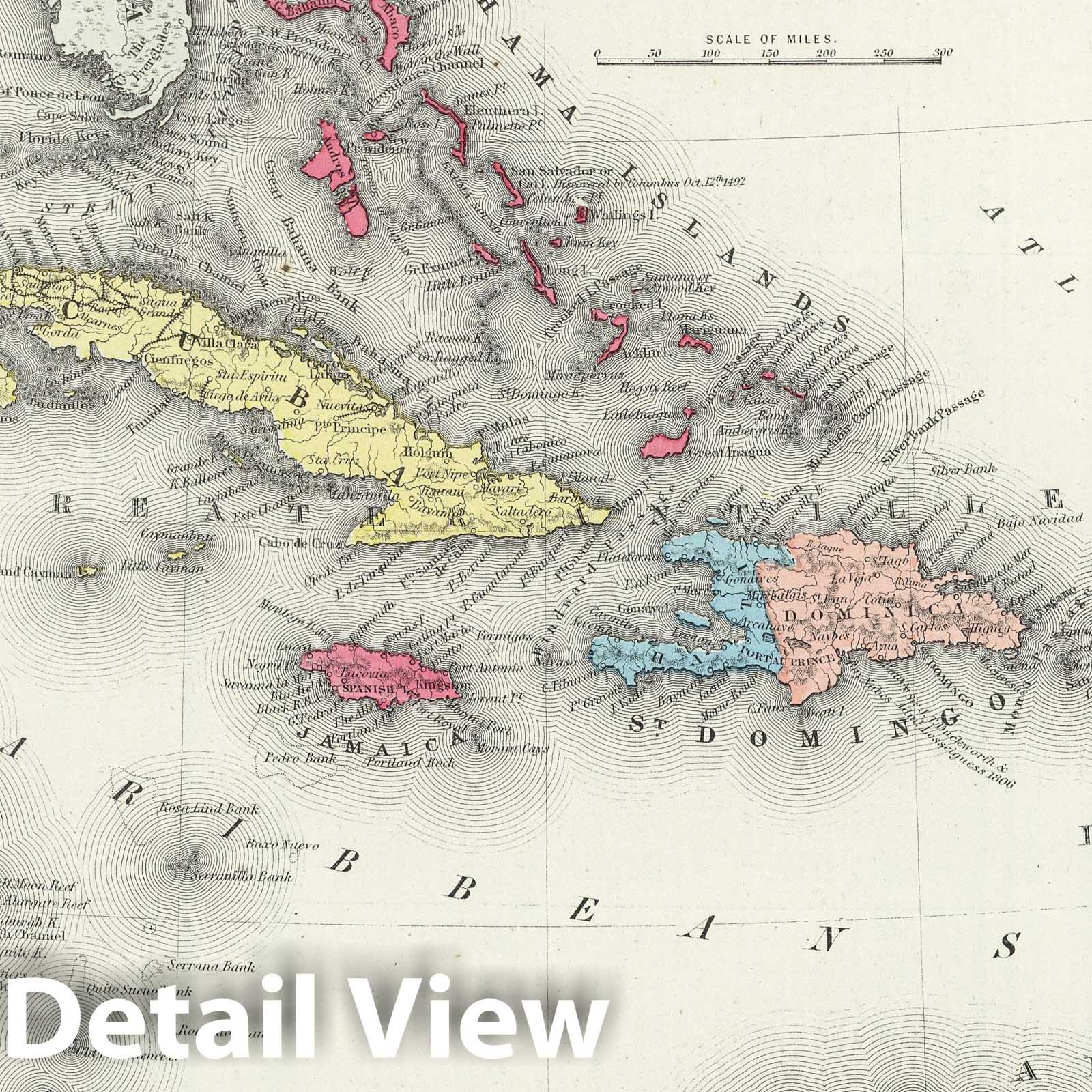 West Indies, Havana, and Bermuda Islands, 1874 - Historical Map Print