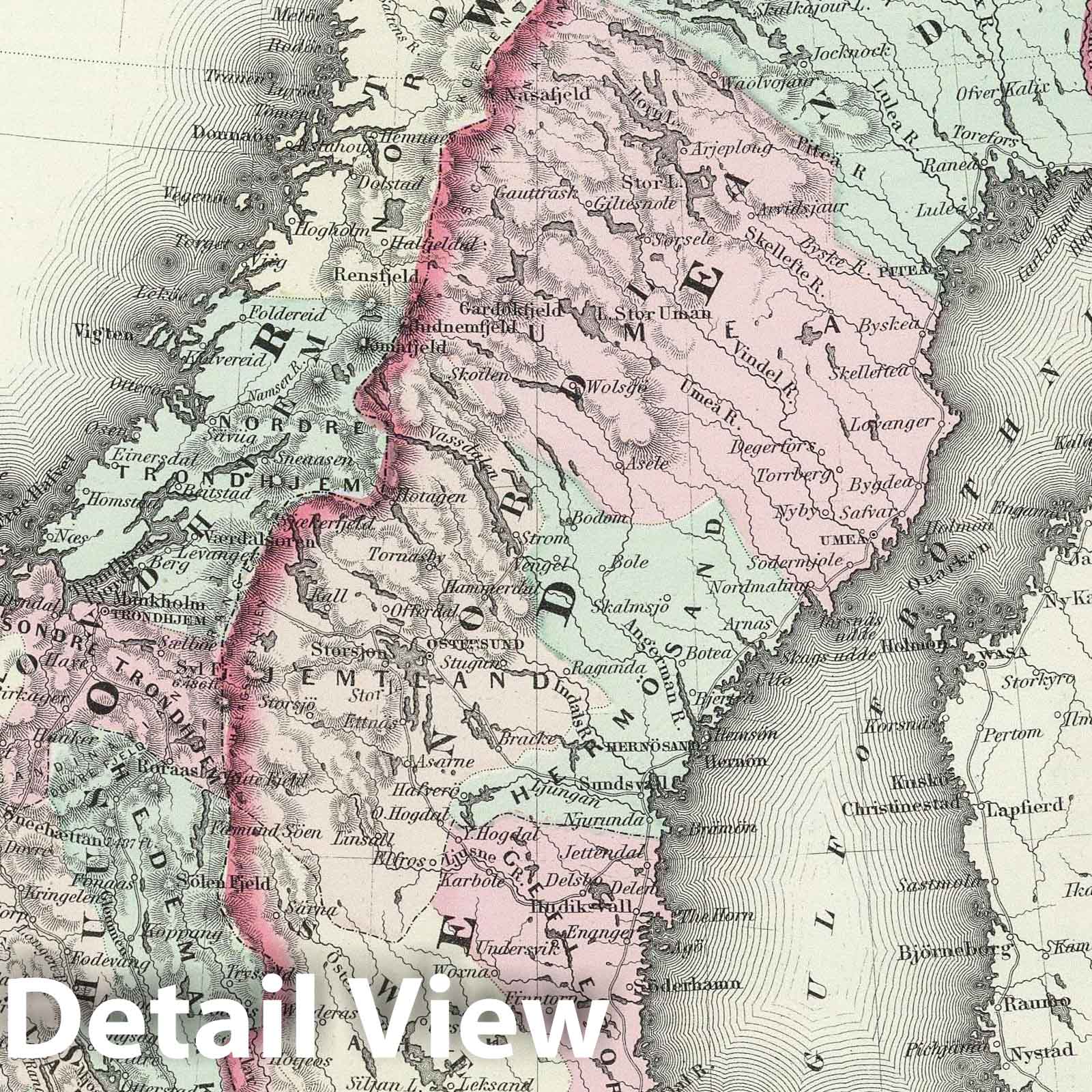 Sweden and Norway, 1874 - Historical Map Print