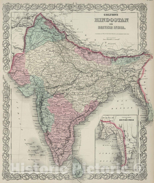 Historic Map : 1874 Hindostan. - Vintage Wall Art