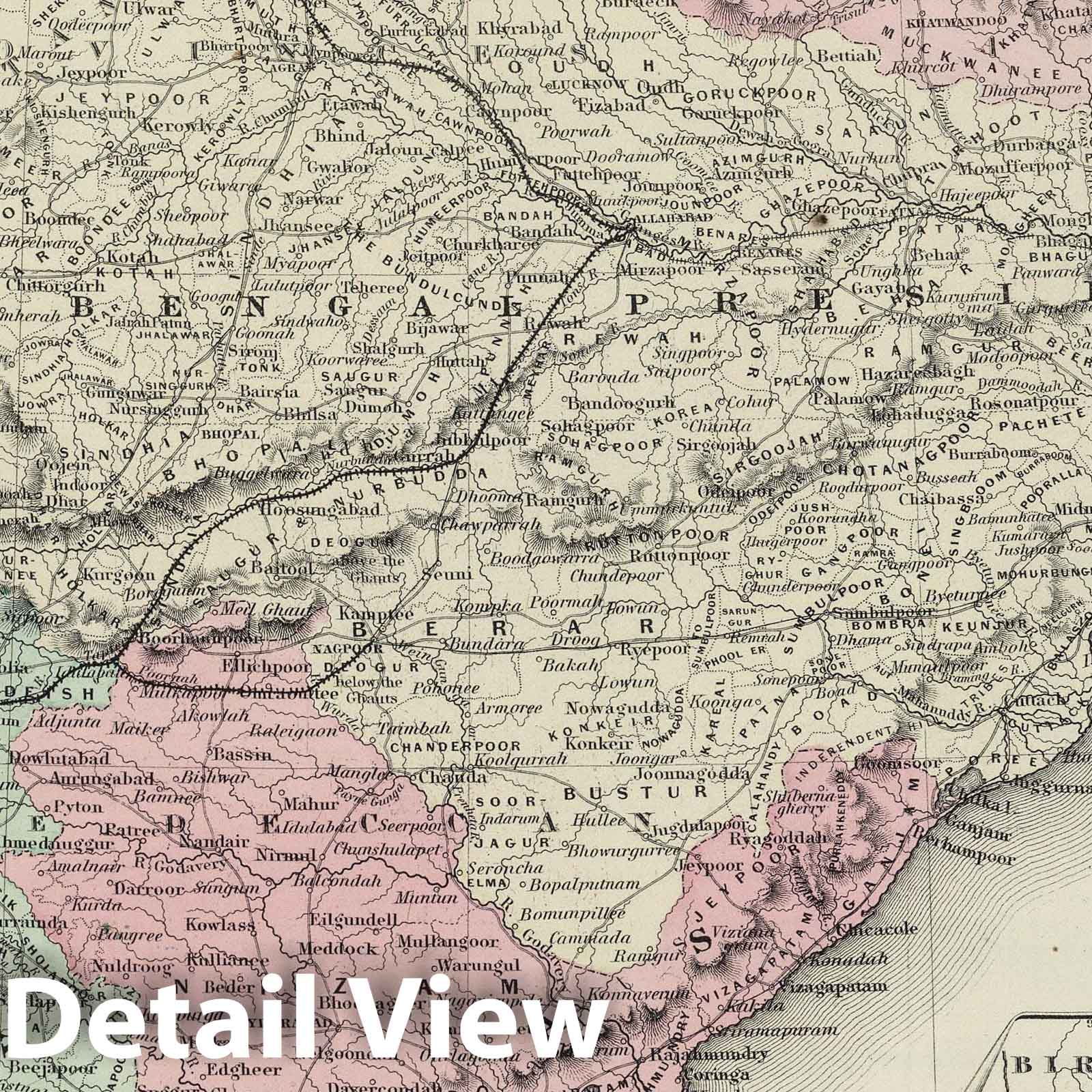 India, 1874 - Historical Map Print from Colton's Atlas