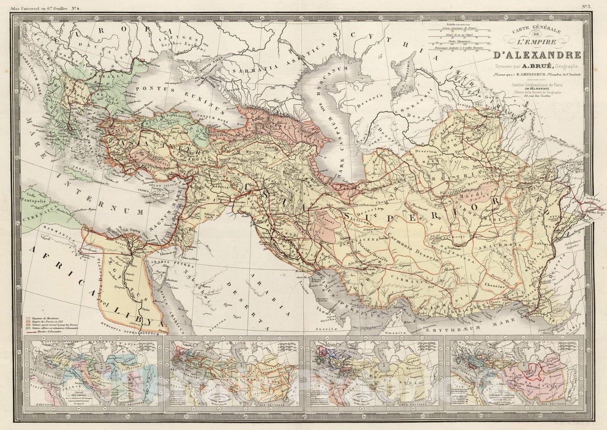 Historic Map : Middle East 1875 Empire d'Alexandre. , Vintage Wall Art