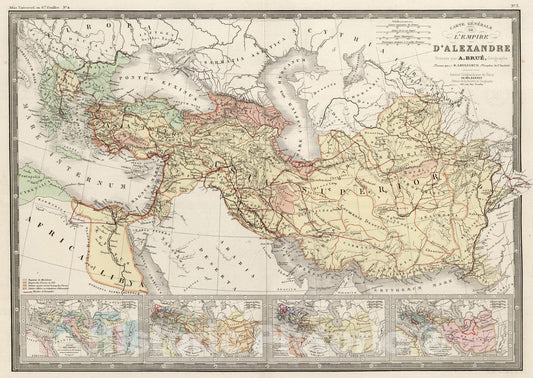 Historic Map : Middle East 1875 Empire d'Alexandre. , Vintage Wall Art