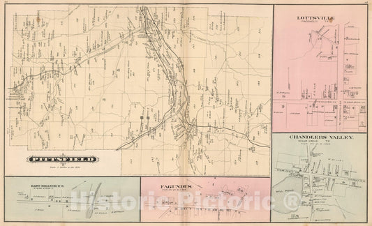 Historic Map : 1878 Pittsfield, Warren County, Pennsylvania. Lottsville. East Branch. Fagundus. Chandlers Valley. - Vintage Wall Art