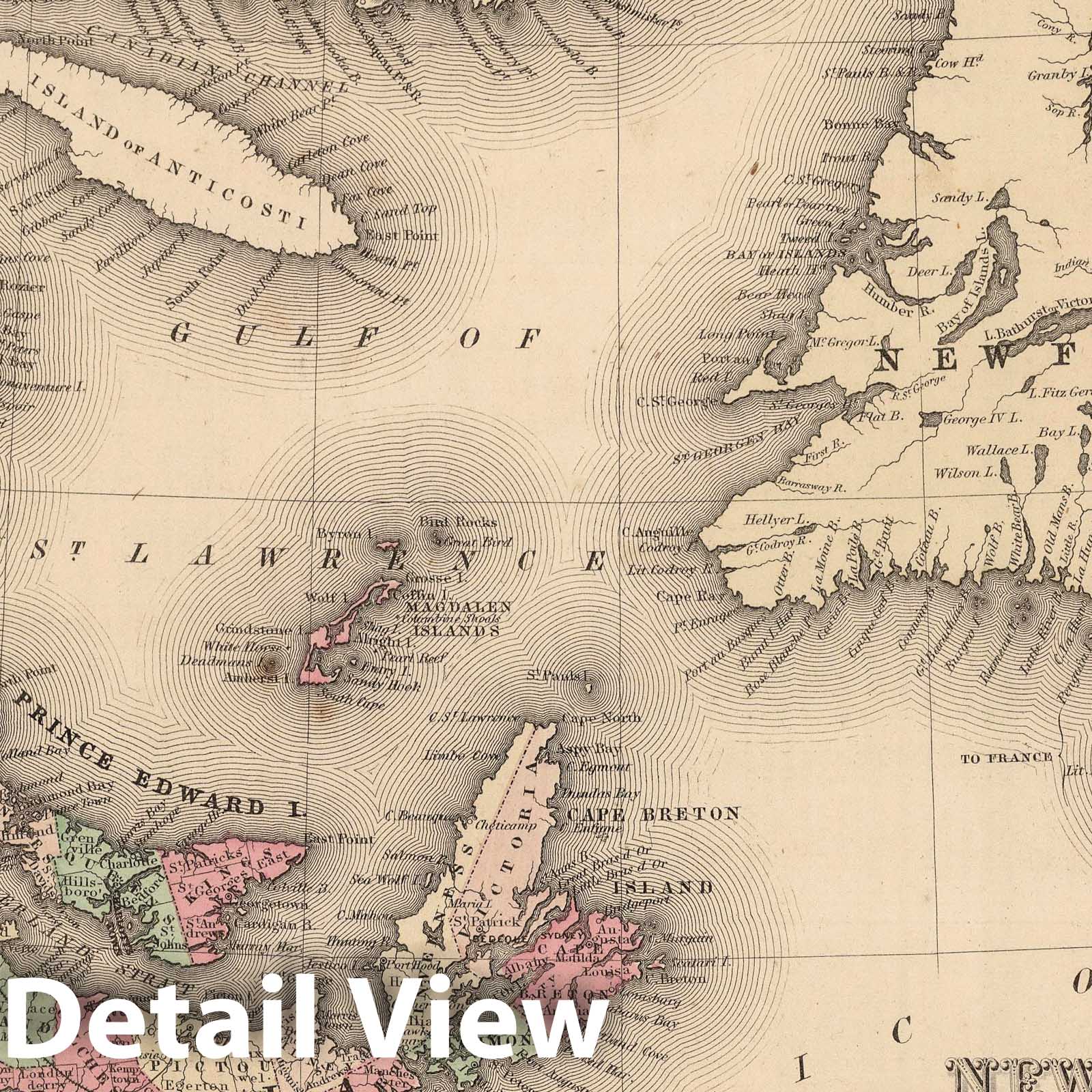 New Brunswick, Nova Scotia, Newfoundland, and Prince Edward Island - 1866 Historical Map Print