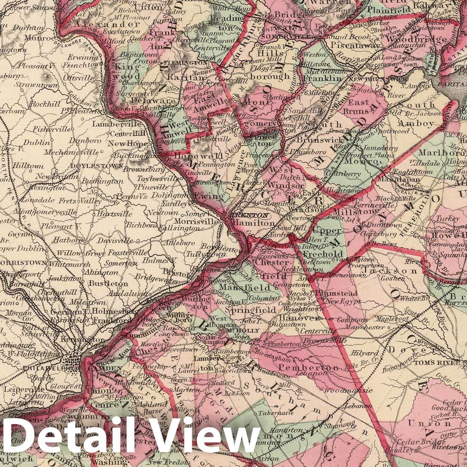 Historic Map : 1866 New Jersey. - Vintage Wall Art