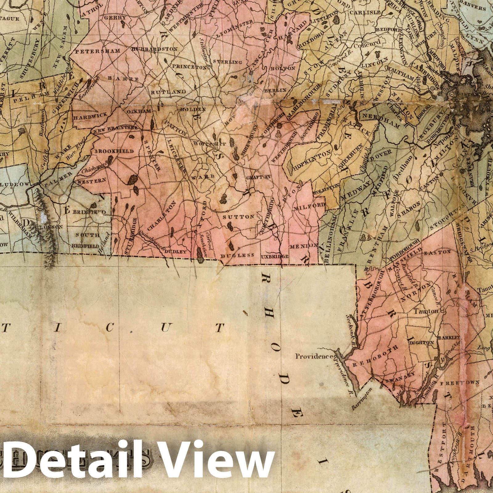 Massachusetts 1824 Pocket Map Print by F. Lucas Jr.