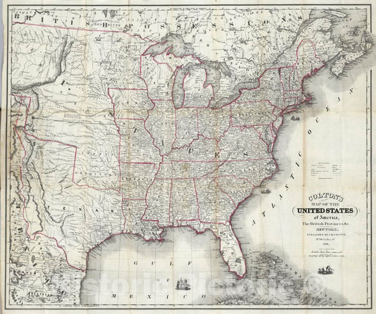 Historic Map : 1848 Map Of The United States of America - Vintage Wall Art