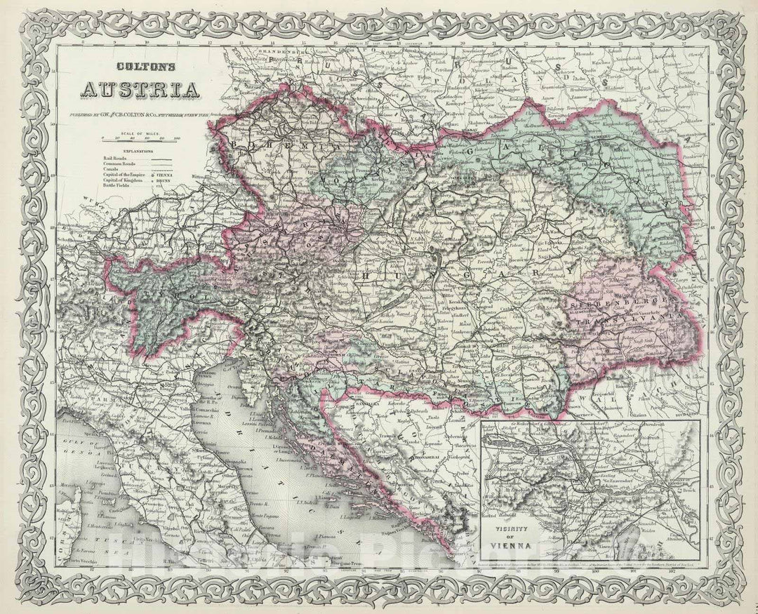 Historic Map : 1874 Austria. - Vintage Wall Art