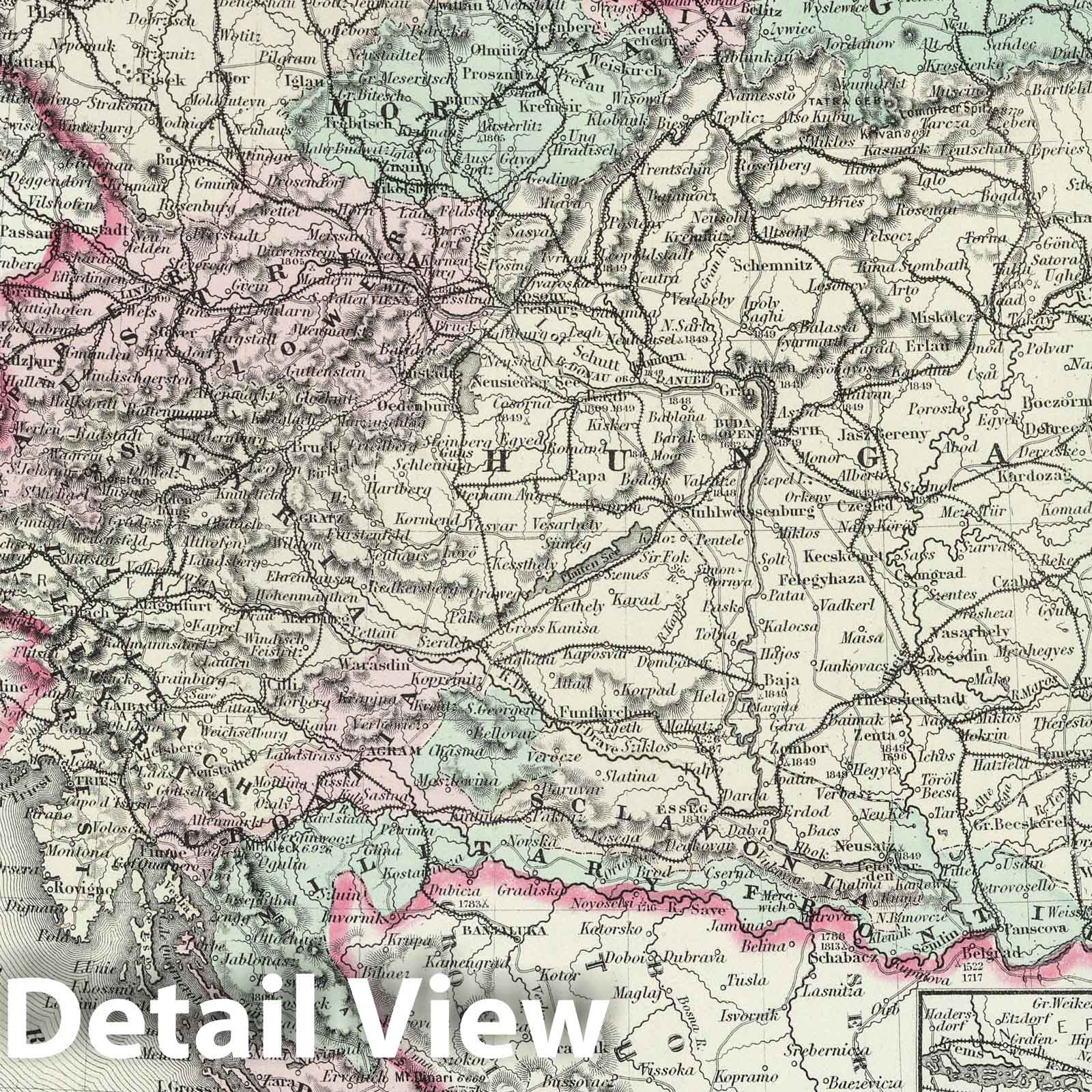 Austria, 1874 - Historical Map Print from Colton's General Atlas