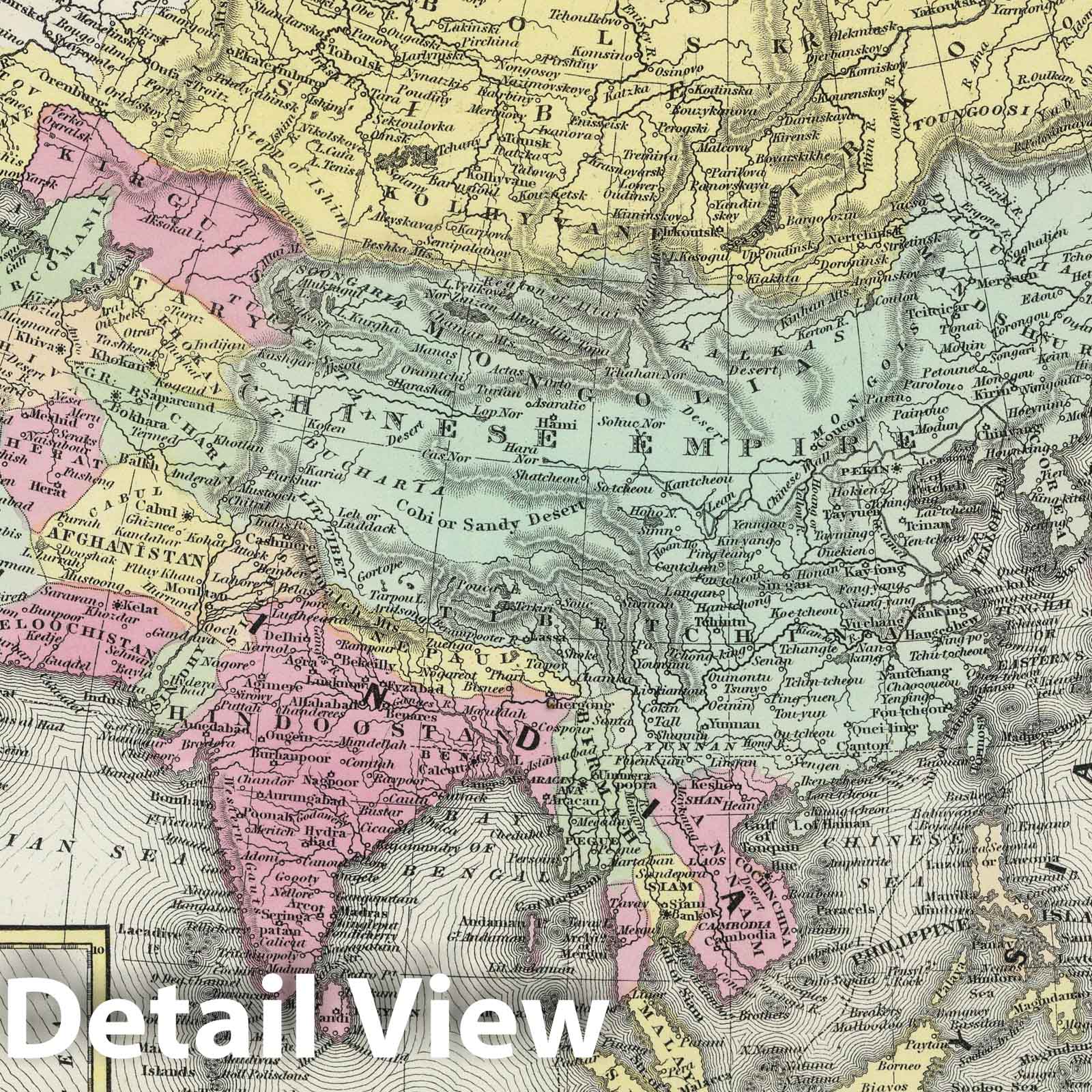 Asia with Australia, 1855 - Historical Map Print