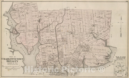 Historic Map : 1880 Plan of Charlottetown Royalty, Queens Co, P.E.I. - Vintage Wall Art