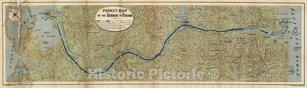 Historic Map : 1886 Isthmus Of Panama - Vintage Wall Art