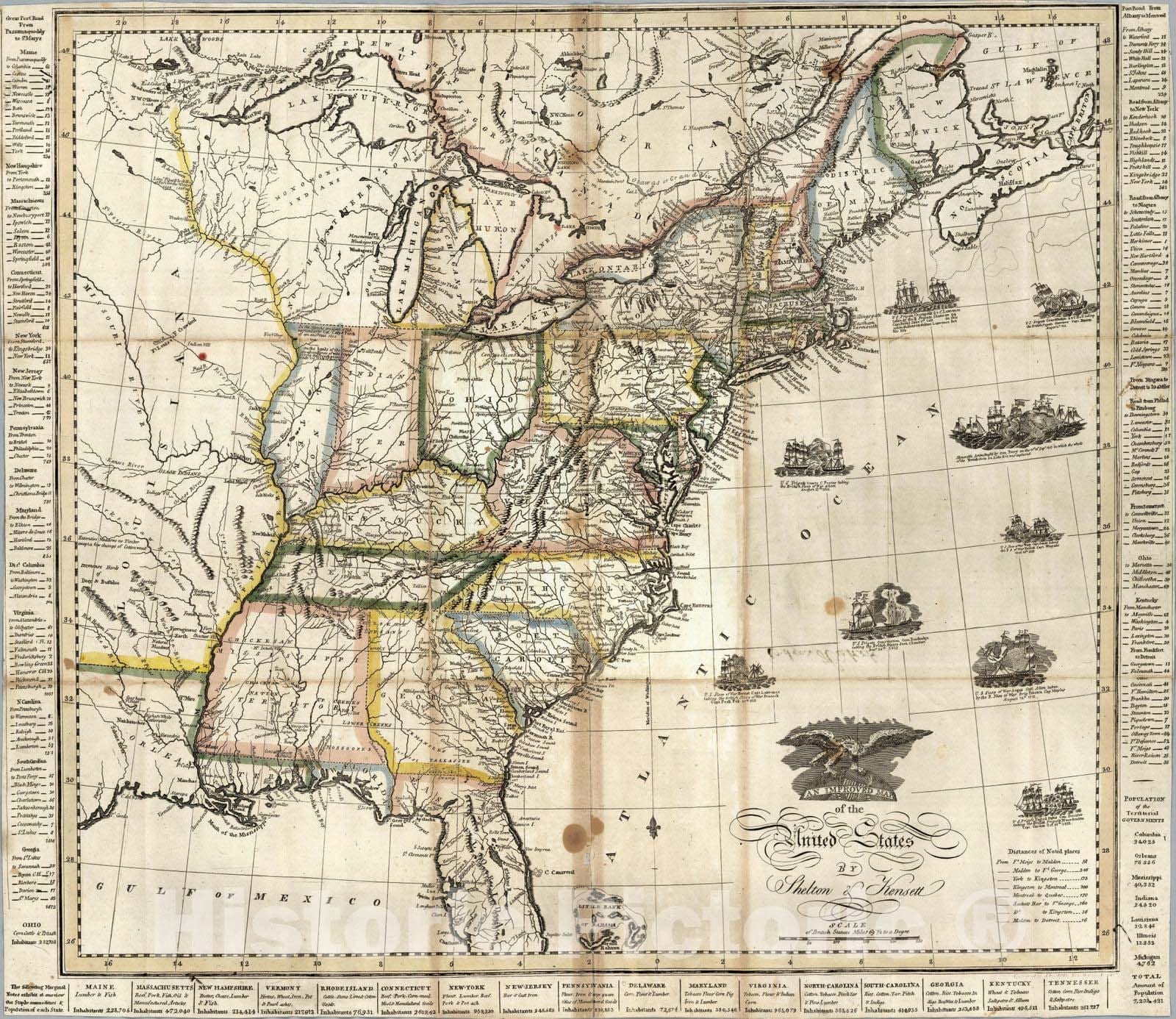 Historic Map : 1813 United States : Vintage Wall Art