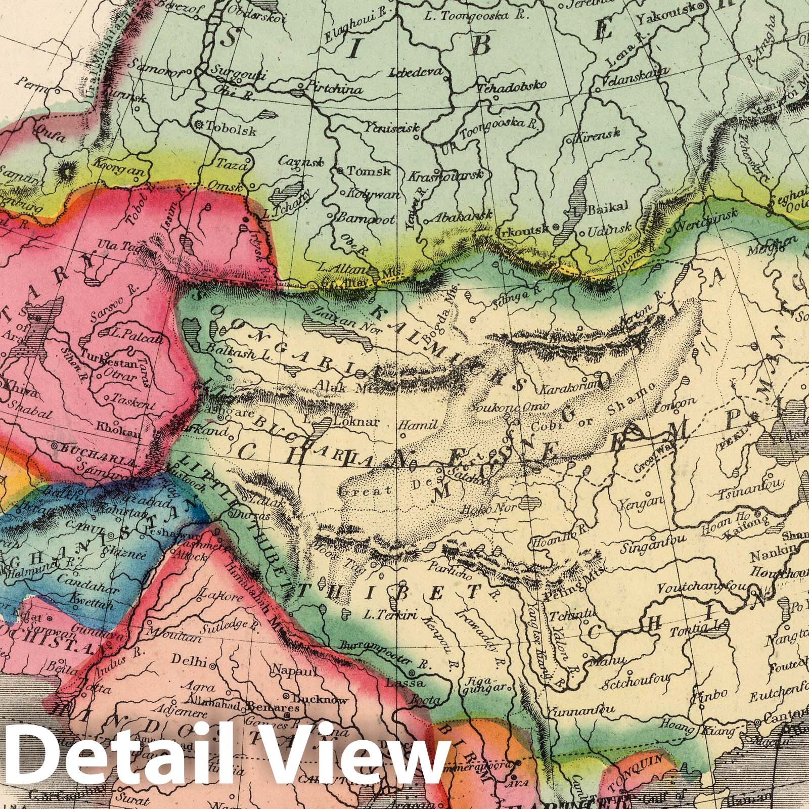 Asia, 1865 - Hand-Colored Historical Map Print from Schonberg's Atlas