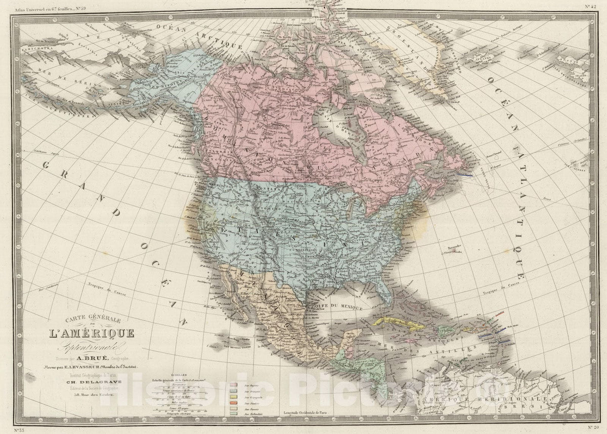 Historic Map : 1875 Amerique Septentrionale. - Vintage Wall Art