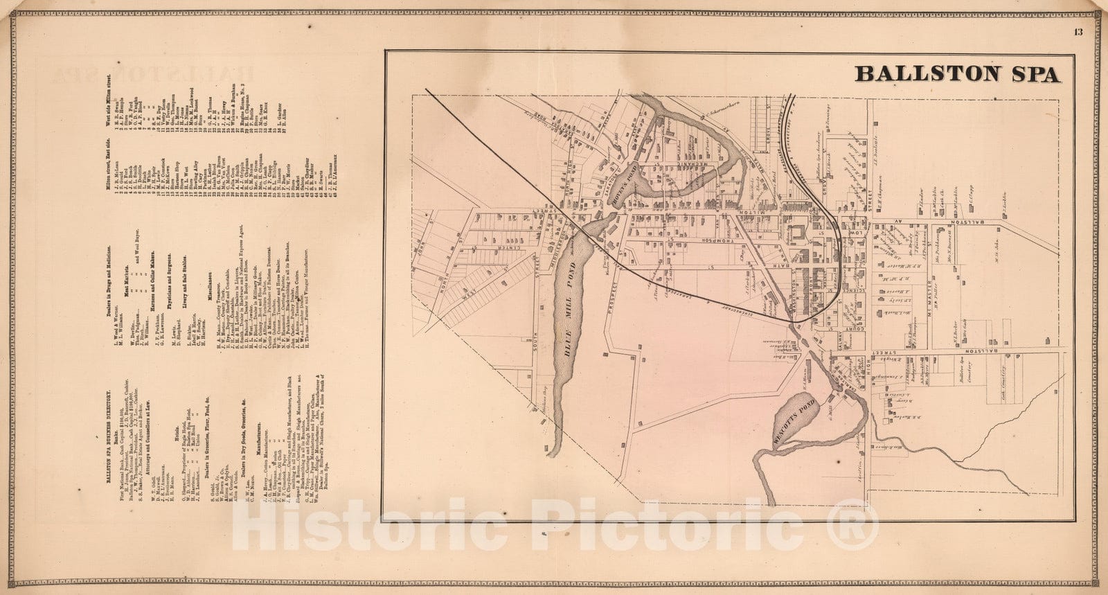 Ballston Spa, New York - Property Map, 1866 - Historical Map Print